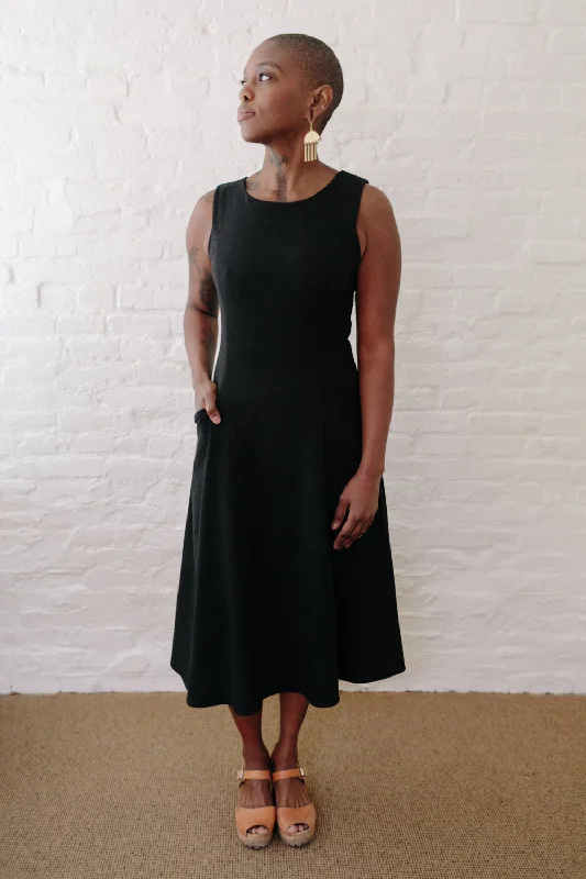 Price Drop Alert Lori Dress in Black Linen