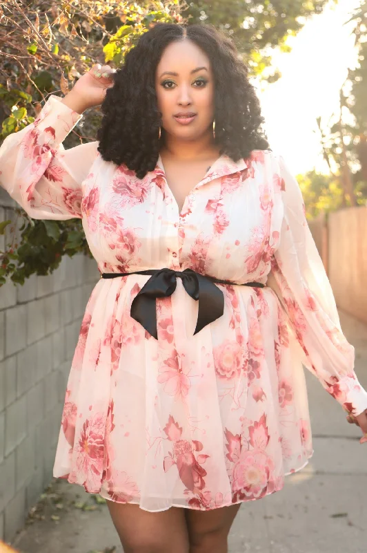 Price Reduction The Sweet Like Ice Cream Chiffon Empire Waist Dress in Floral Print