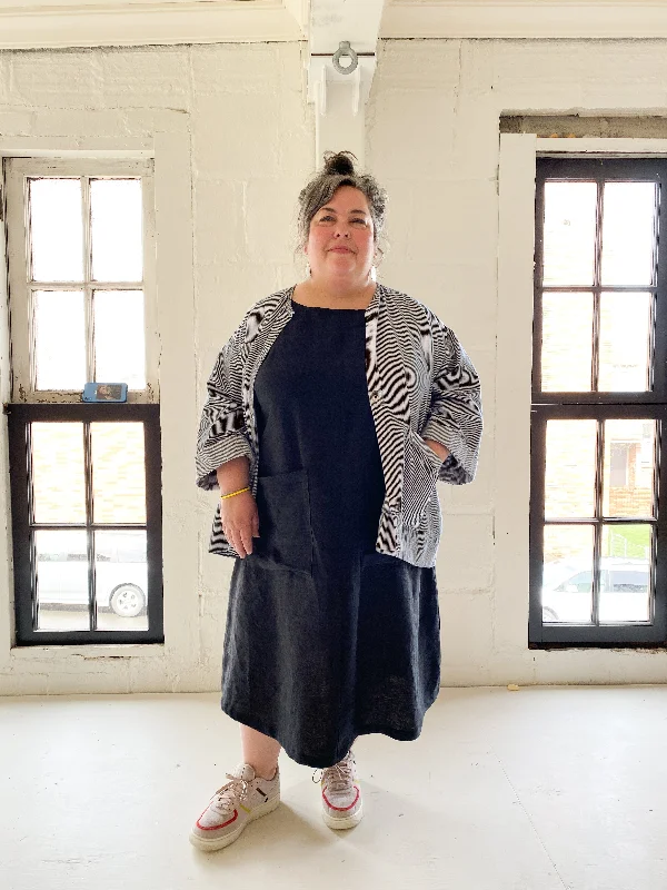 Time-Limited Offer Basic Dress - Black Linen