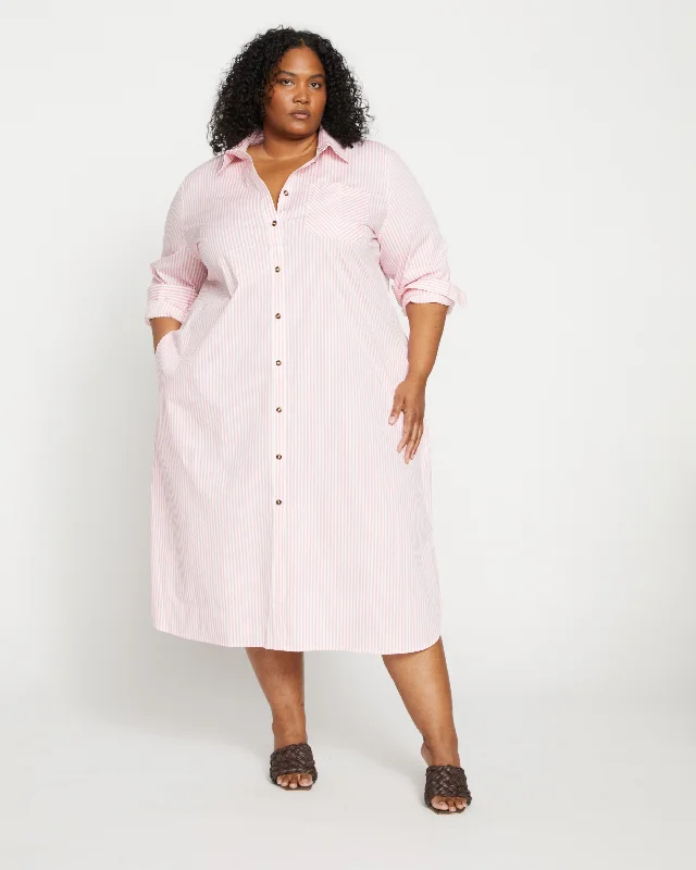 Unbeatable Prices Odeon Stretch Poplin Shirtdress - Pink/White Stripe