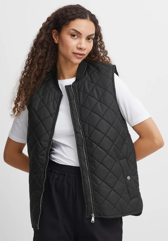 Now or Never b.young Canna Quilted Short Gilet, Black