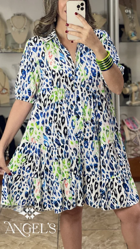 Exclusive Deal Blue/Green Animal Print OS Dress