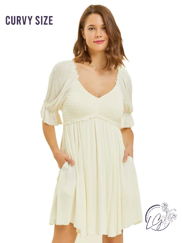 Great Deals Curvy Sweet Breeze Smocked Dress