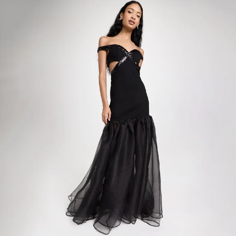Deep Discounts Opulent Sequin Off Shoulder Cutout Bandage Hybrid Fishtail Maxi Formal Dress