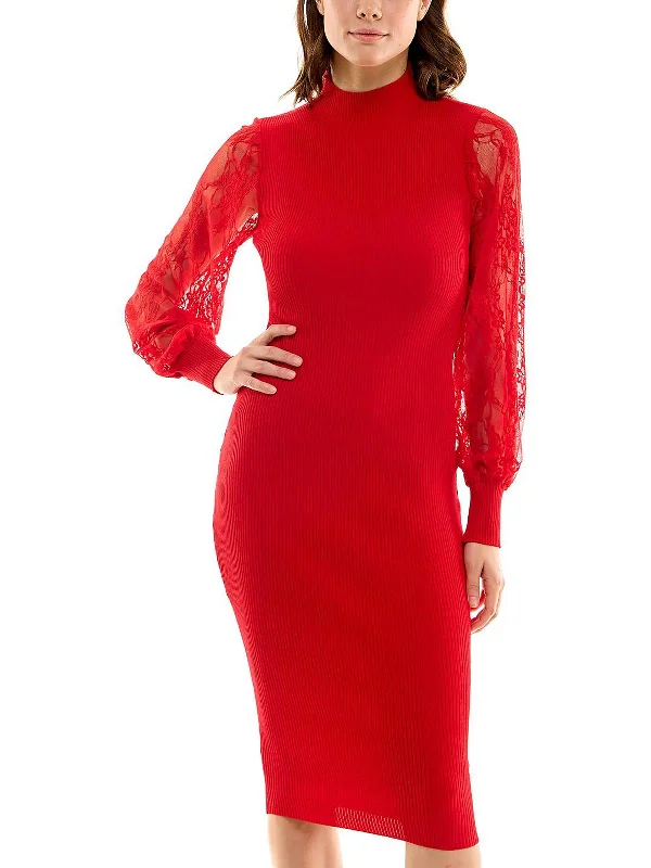 Womens Lace Knee Length Sweaterdress