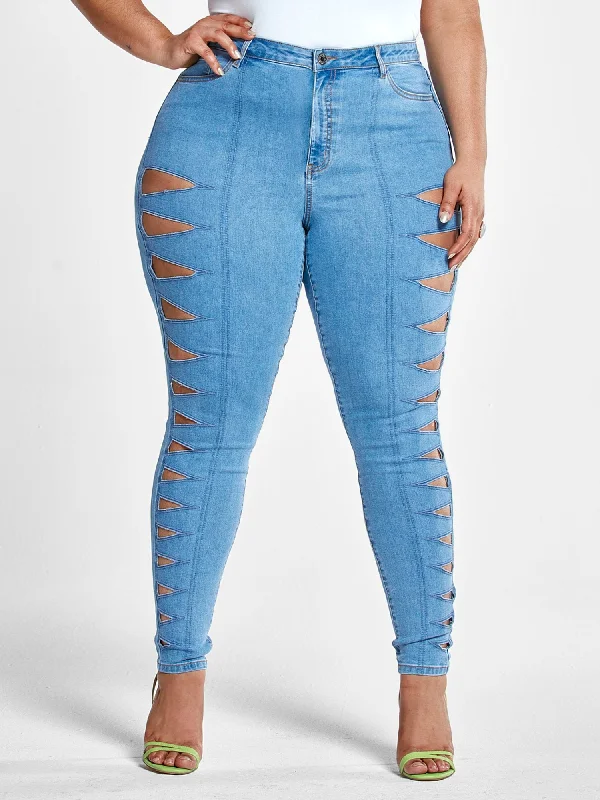Final Clearance High Rise Skinny Jeans with Cutouts
