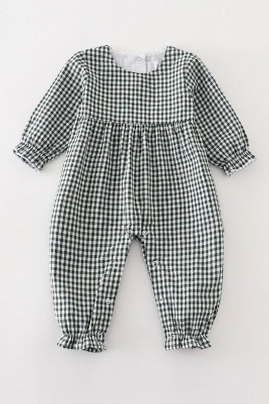 Deal Zone Premium Green gingham girl romper