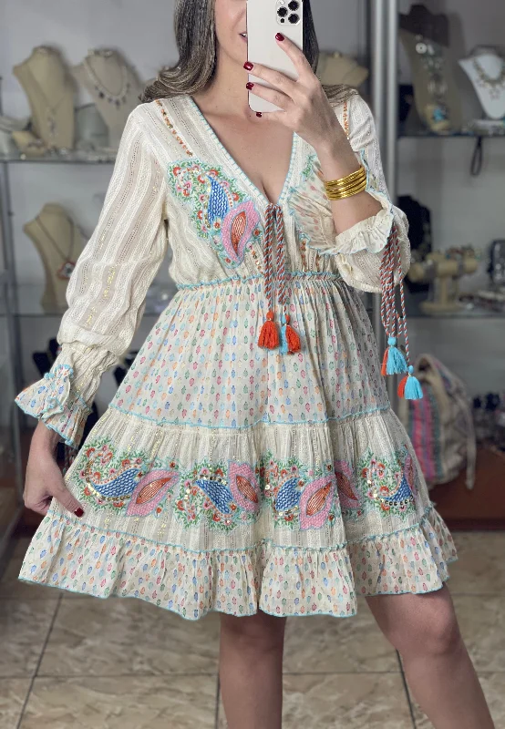 Savings Galore Long Sleeves Short Boho OS Dress