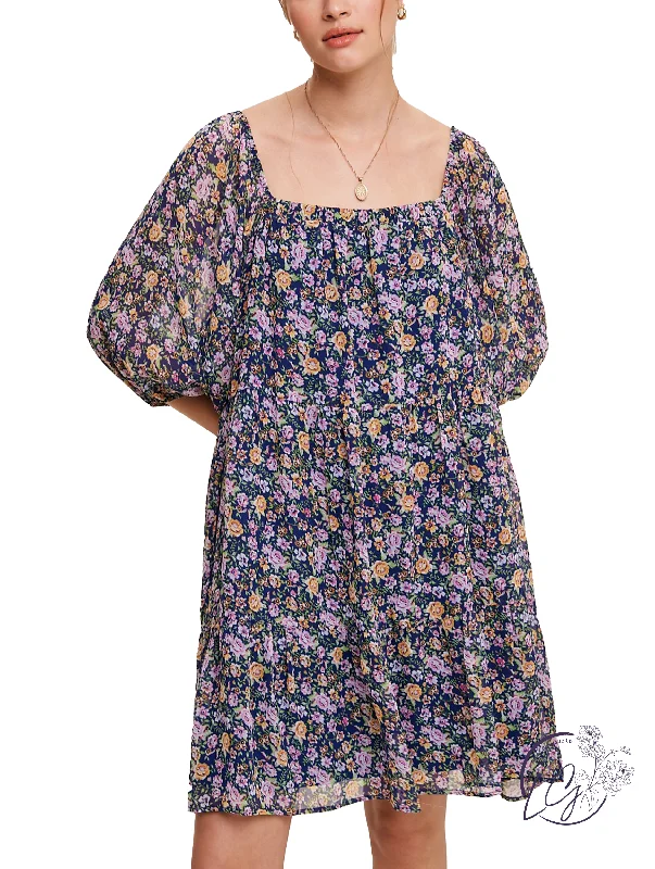 Deal Frenzy Groovy Garden Square Neck Dress