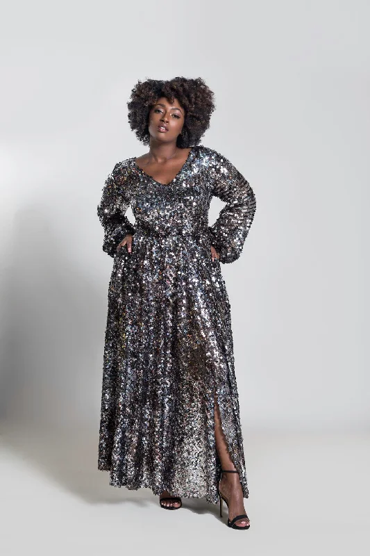 Limited Availability Full Sleeved Sequin Maxi Dress- JIBRI