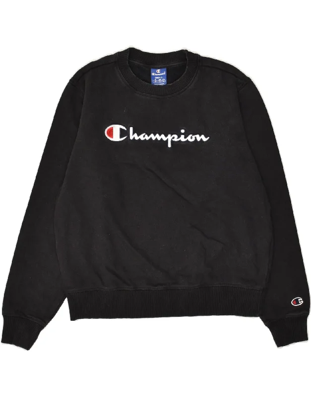 CHAMPION Womens Graphic Sweatshirt Jumper UK 10 Small Black Cotton