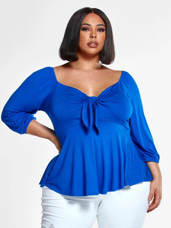 New Markdowns Rayne Tie Front Peplum Top