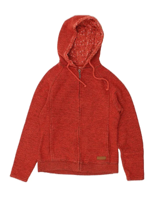 Deal Dash WEIRD FISH Womens Zip Hoodie Sweater UK 8 Small  Red Cotton