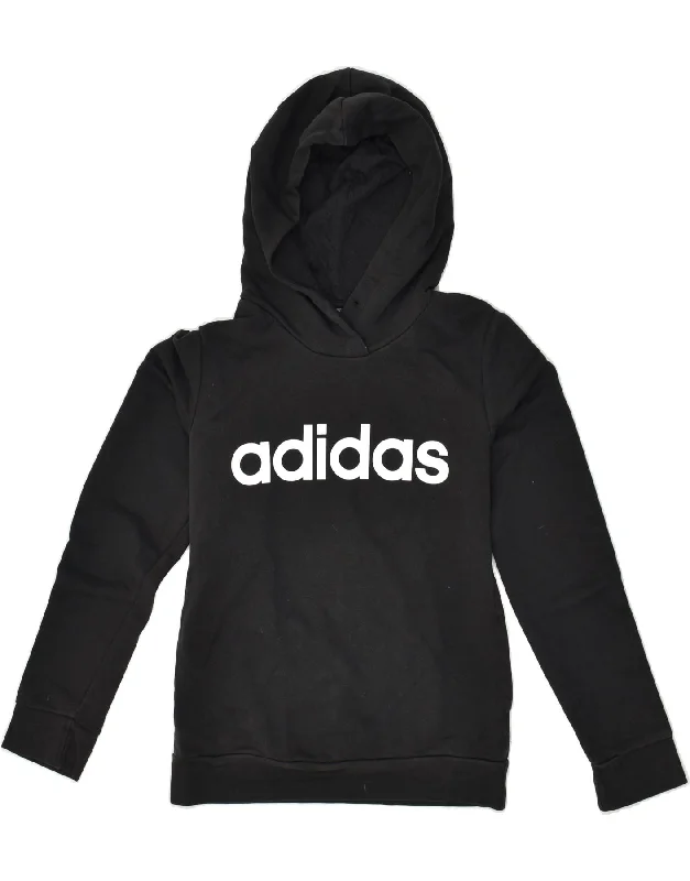 ADIDAS Womens Graphic Hoodie Jumper Size 4/6 XS Black Cotton