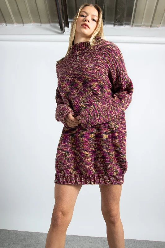 Final Markdown Knitted Space Dye Polo Neck Dress