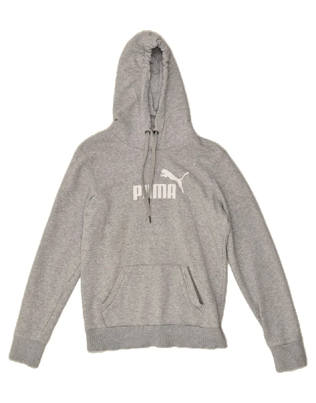 PUMA Womens Graphic Hoodie Jumper UK 10 Small Grey