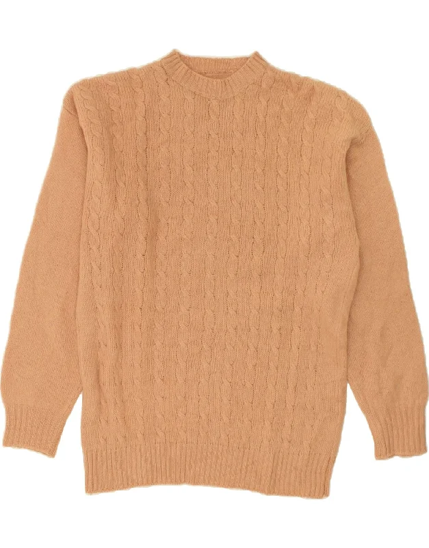 The Best Prices VINTAGE Womens Crew Neck Jumper Sweater UK 16 Large Beige Wool