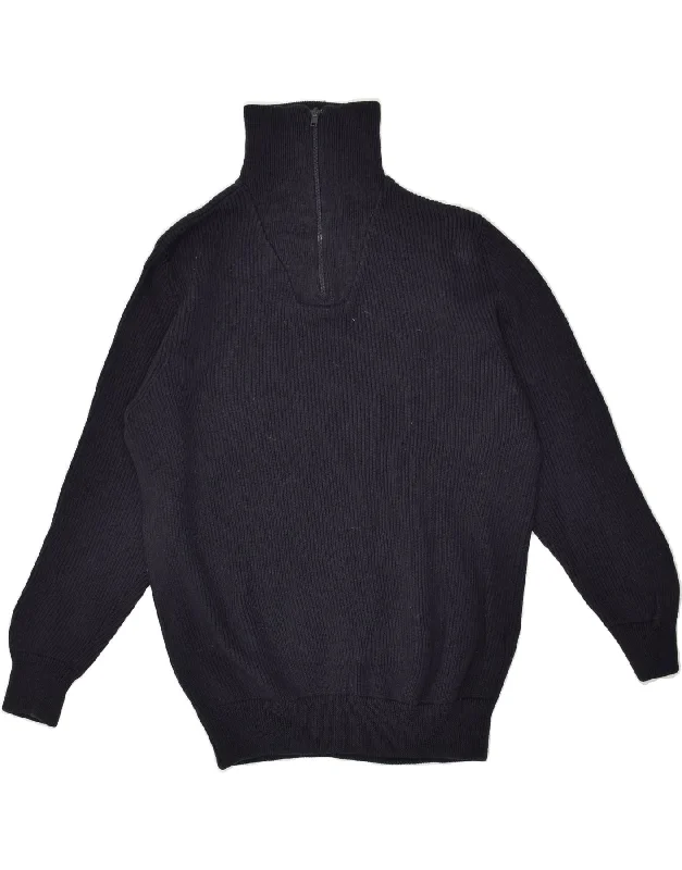 Low Prices ZEGNA S Womens Zip Neck Jumper Sweater UK 16 Large Navy Blue Wool