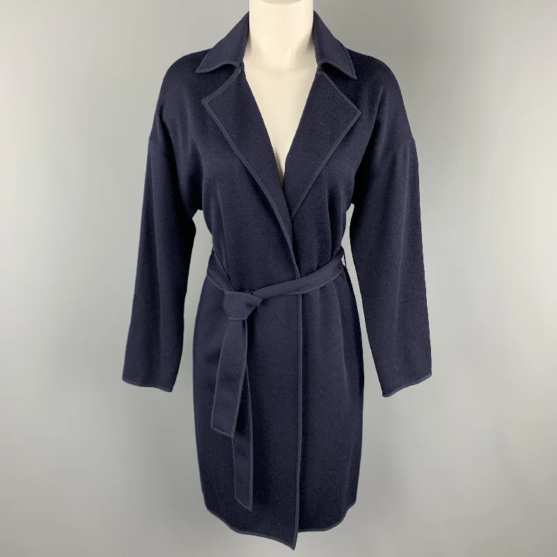 Special Savings ST. JOHN Size S Navy Wool Blend Extended Cardigan Duster Coat