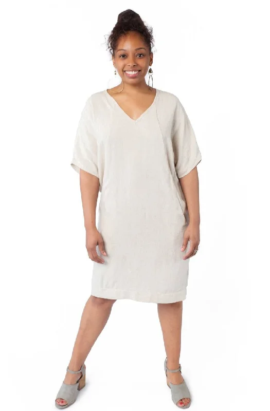 Exclusive Preview Cocoon Dress in Oat Linen