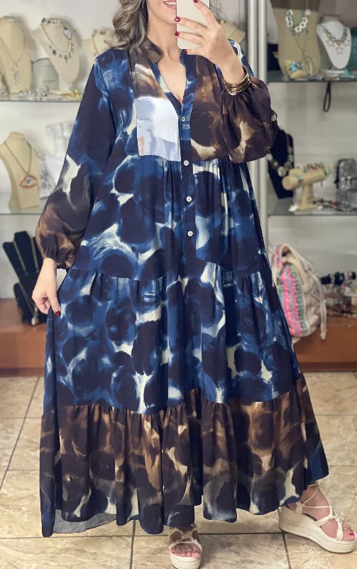 Exclusive Savings Navy/Brown Tones OS Maxi Dress