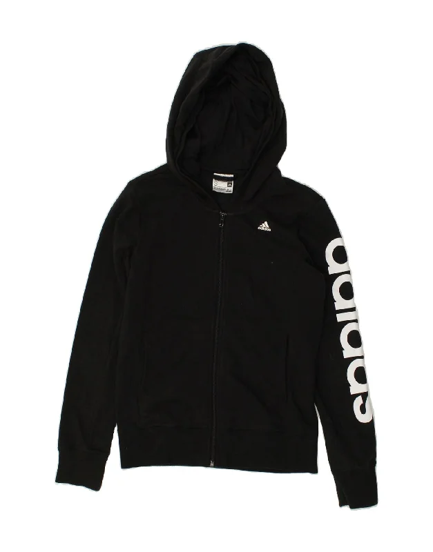 Overstock ADIDAS Womens Graphic Zip Hoodie Sweater UK 10 Small Black Cotton