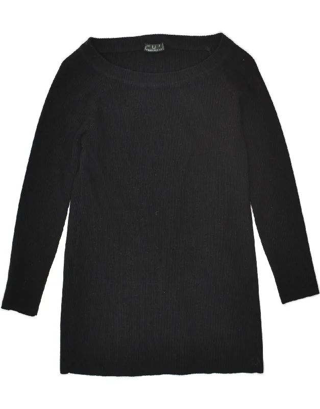 Great Bargains FRED PERRY Womens Boat Neck Jumper Sweater UK 8 Small Black Wool