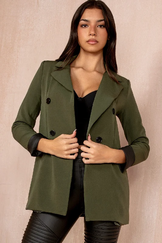 Sale Event Bridgy Khaki Leather Cuff Blazer