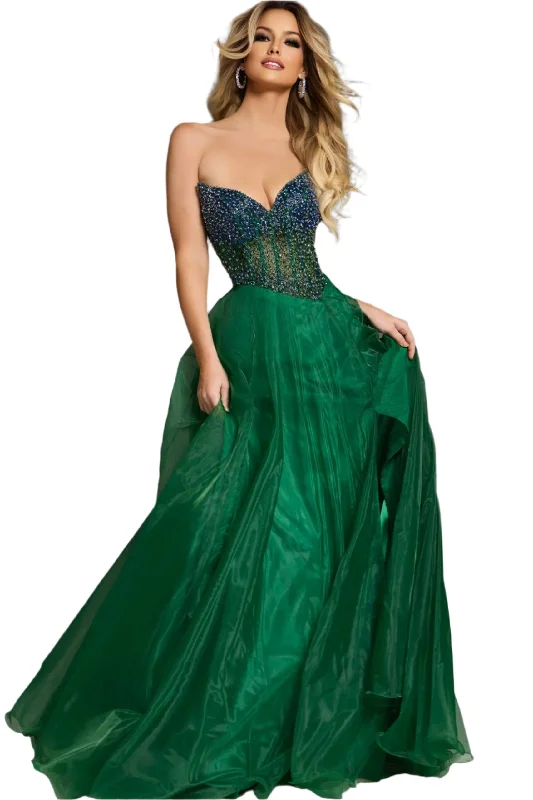 Blowout Deals Jovani 39650 Beaded Sheer Corset A Line Pageant Dress Slit Pointed neck Asymmetrical waist Blowout Deals Jovani 39650 Beaded Sheer Corset A Line Pageant Dress Slit Pointed neck Asymmetrical waist