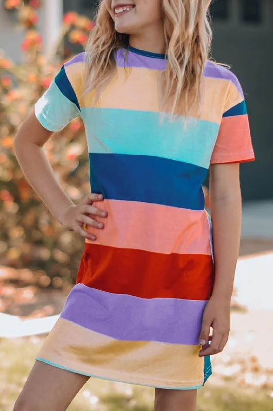 Act Now 'Chloe' Girls Color Block Side Slit Mini Dress