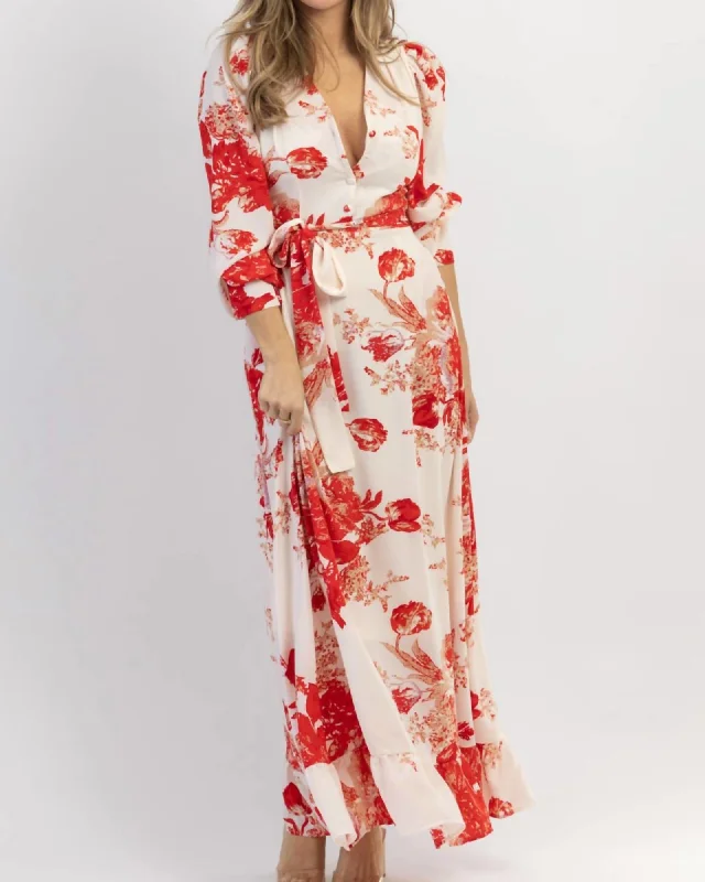 Lowest Prices Ritzy Floral Maxi Dress In Red | Red