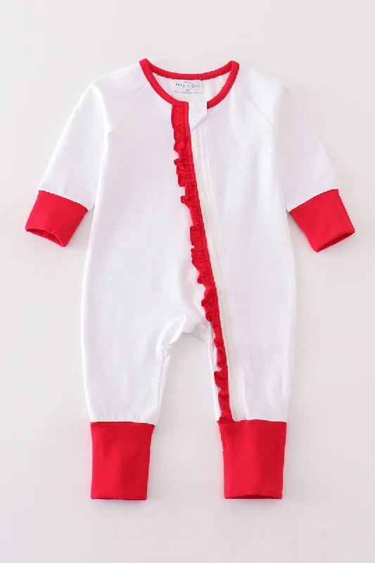 Factory Direct Sale Premium White ruffle zip girl pajama romper