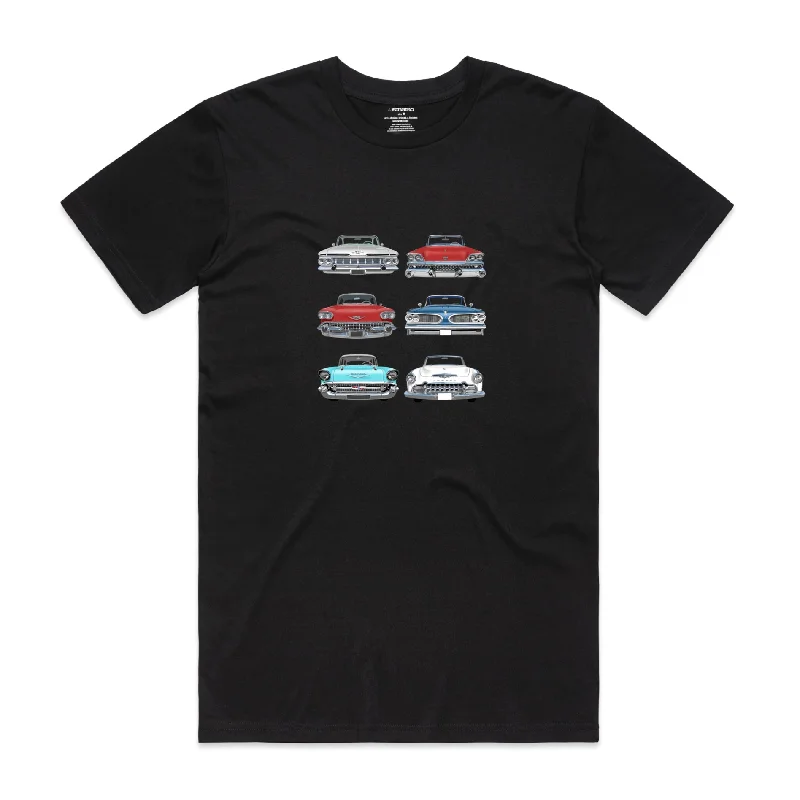 Savings Galore Isthatso Cotton Graphic T Shirt - USA Classic Cars - Black
