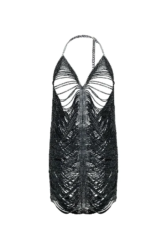 Major Savings Saving Up Rhinestone Halter Cover Up Dress