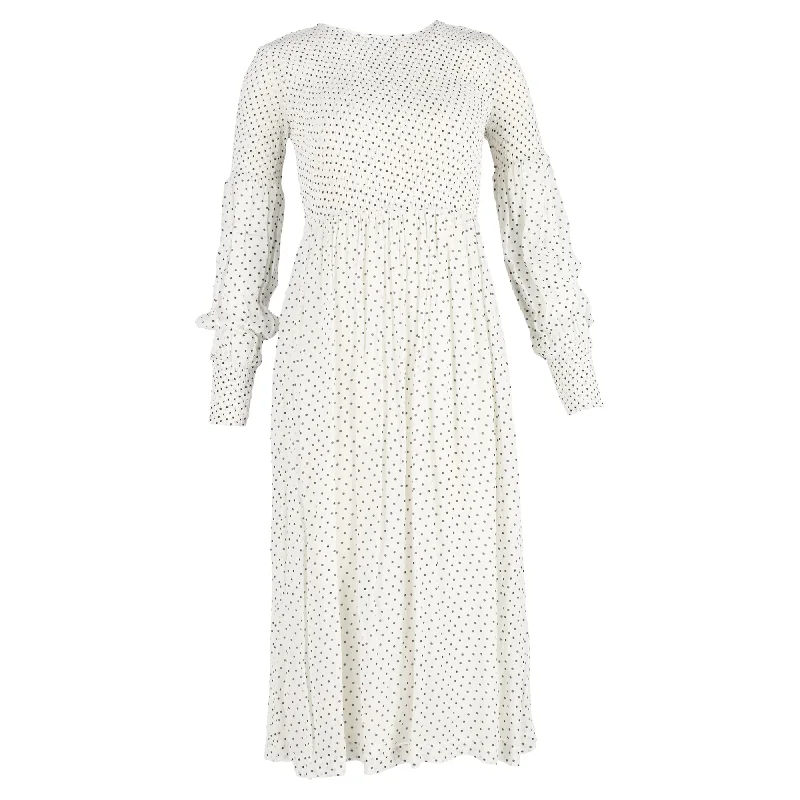 Ganni Rometty Georgette Smock Dress in White Viscose