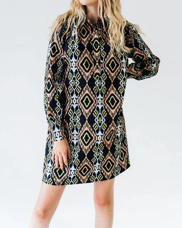 Take Advantage Long Sleeve Everything Dress In Ikat | Ikat