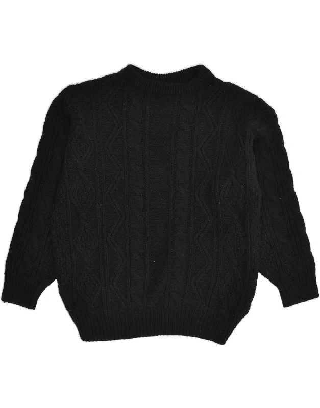 Stock Clearance VINTAGE Womens Boat Neck Jumper Sweater UK 18 Large Black Acrylic
