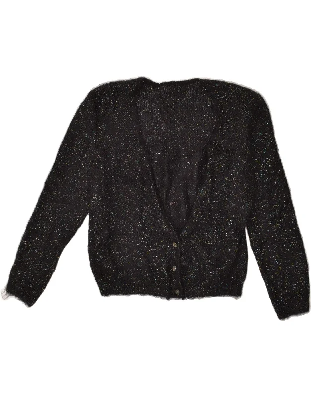 Special Price VINTAGE Womens Cardigan Sweater UK 12 Medium Black Flecked