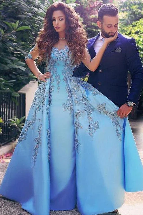 While Supplies Last A line Blue Half Sleeve Satin Prom Dresses Sweetheart Lace Appliques Formal Dress,BS015 While Supplies Last A line Blue Half Sleeve Satin Prom Dresses Sweetheart Lace Appliques Formal Dress,BS015