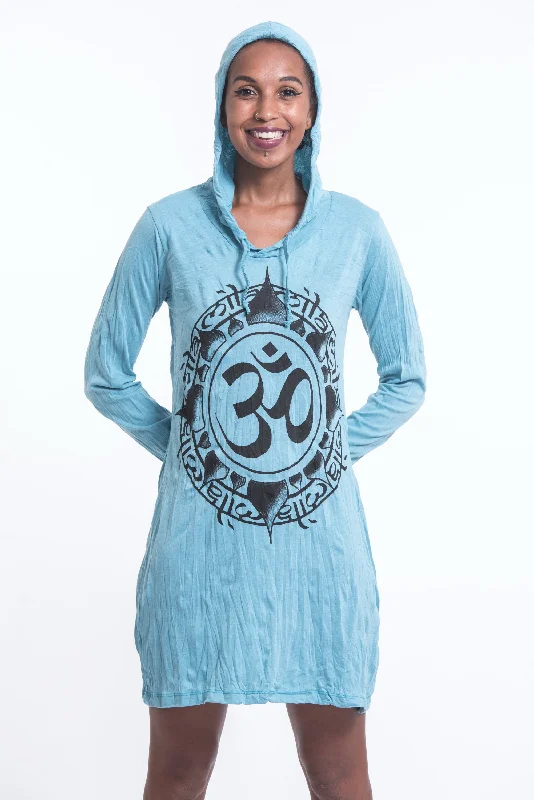 Sure Design Women's Infinitee Ohm Hoodie Dress Turquoise