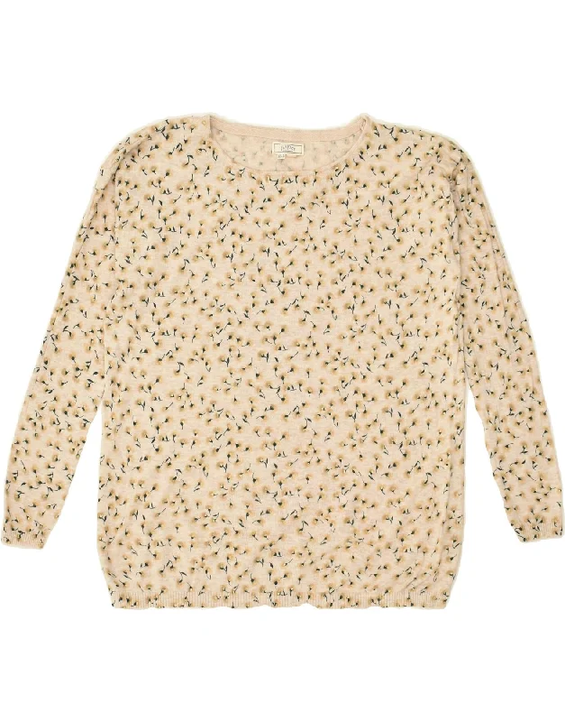 Price Buster FAT FACE Womens Boat Neck Jumper Sweater UK 8 Small  Beige Floral Cotton