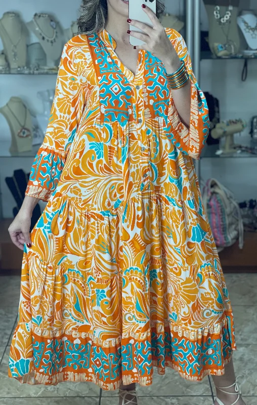 Super Bargain Geometric and Paisley OS Maxi Dress