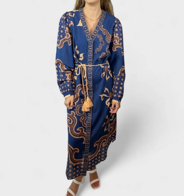 Sophie Maxi Dress In Navy Camel