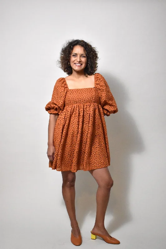 Price Drop Bishop Sleeve Holiday Dress in Cardamom