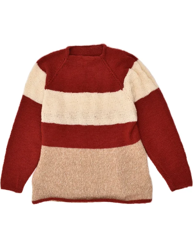Early Access VINTAGE Womens Boat Neck Jumper Sweater UK 18 Large Red Colourblock
