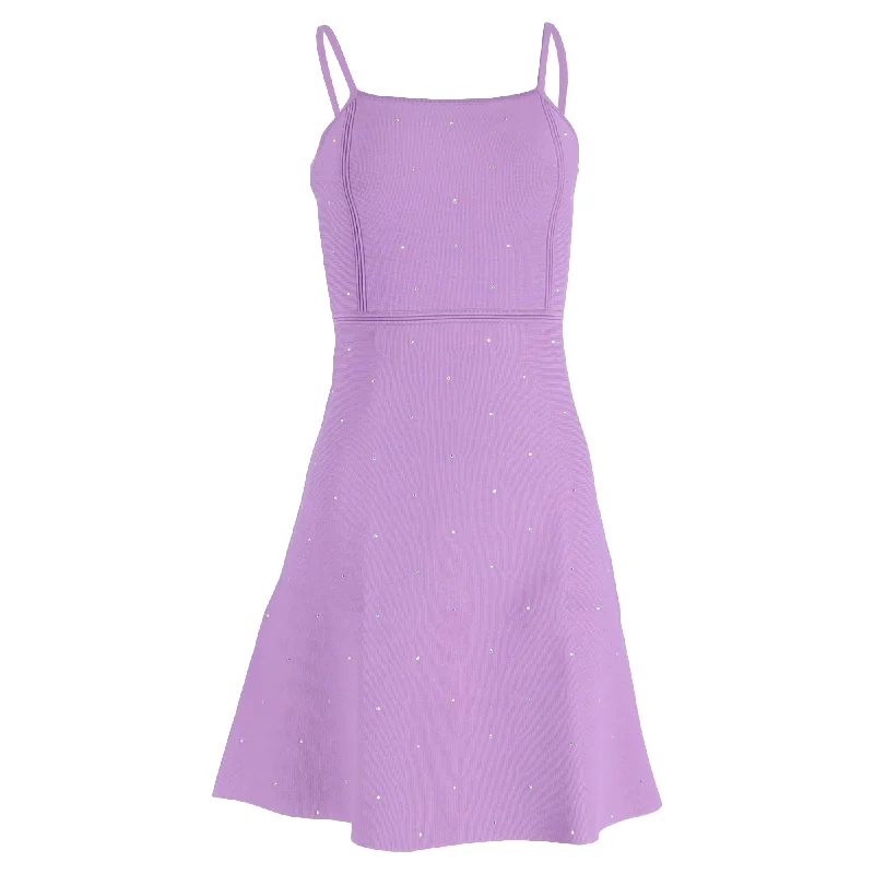 Sandro Paris Mini Elize Crystal-Embellished Knitted Dress in Purple Viscose