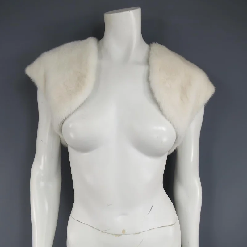 Value Deals MARY MCFADDEN Size M Cream Cropped Bolero Vest Shrug