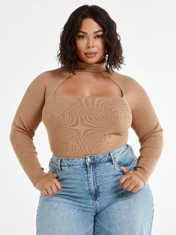 Deal Alert Colette Mock Neck Cutout Top