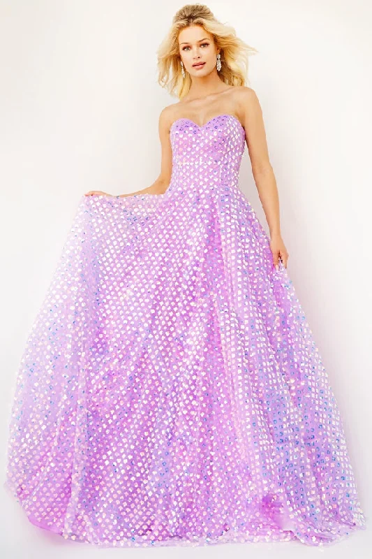 Lowest Price Jovani 08605 Sequins Embellished Strapless Floor Length A-Line Skirt With Pockets Gown