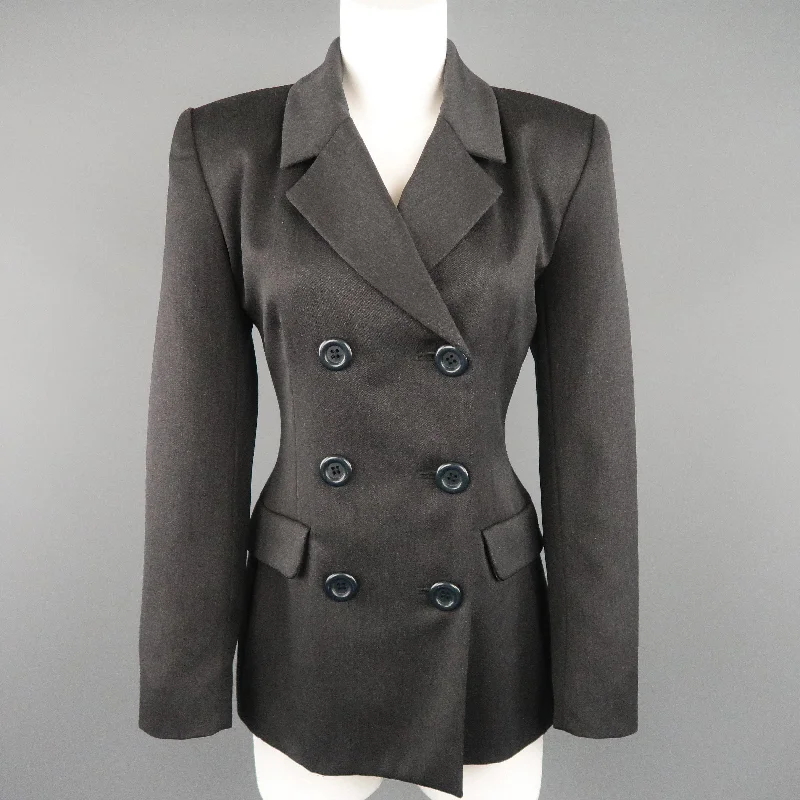 Final Clearance YVES SAINT LAURENT Encore Size 6 Charcoal Double Breasted Jacket
